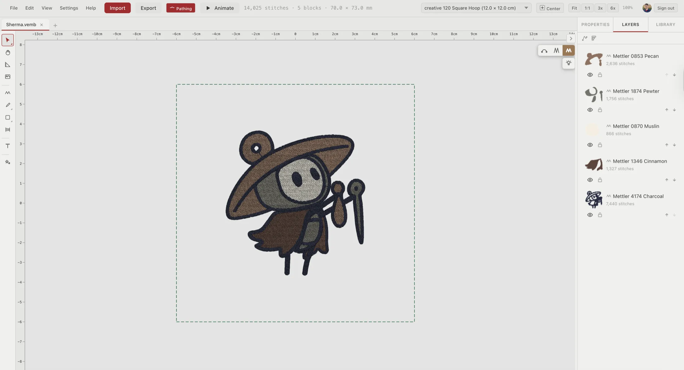 Boldbobbin editor — realistic 3D preview