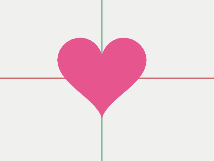 The pink heart drawn as a flat shape with a clean edge.