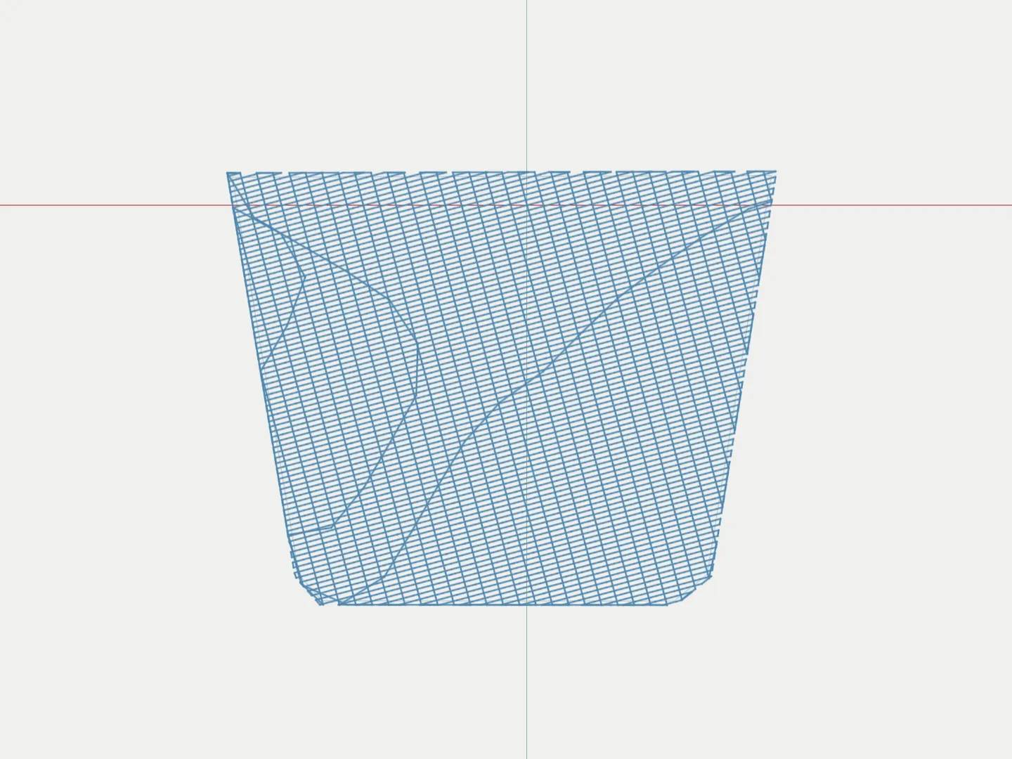 The same shape drawn as hundreds of individual stitches running across it at a slight angle.