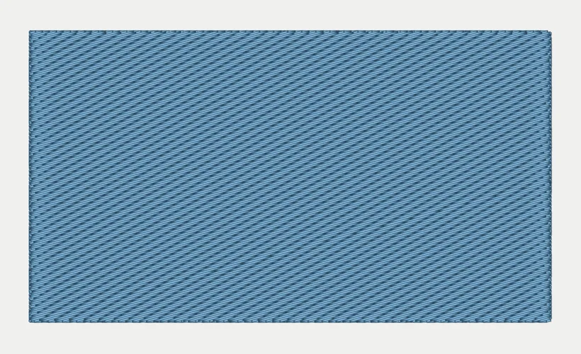 the same rectangle in Boldbobbin's Realistic view, the same stitches drawn as thread, with tatami stitching.